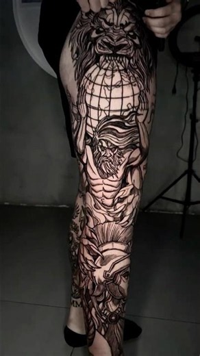 ⚔️ Greek Mythology Leg Sleeve | Illustrative Blackwork Tattoo ⚔️