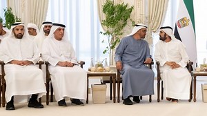 Watch: UAE President meets Sheikh Mohammed, Saud bin Saqr Al Qasimi at Qasr Al Bahr