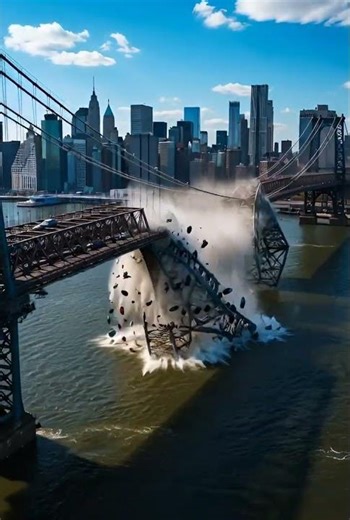 Cars Drop Into Water as Bridge Collapses Instantly