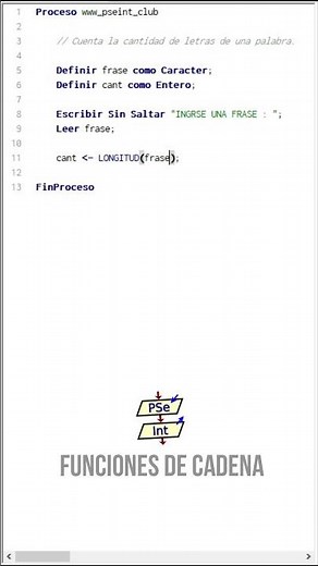 🟡 PSeInt : Hacer un algoritmo que muestra cuantos caracteres hay de una frase ingresada en pseint.