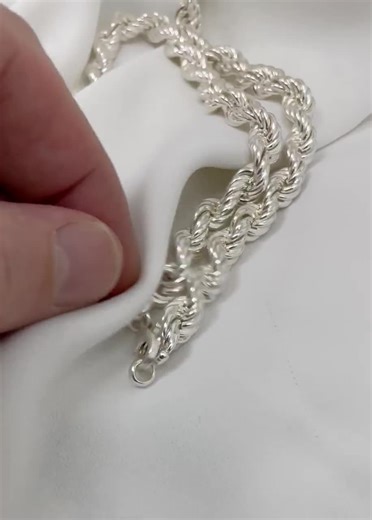 Sterling Silver Rope Chain: 9mm Men's Necklace, 22-32 Inch
