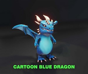 ArtStation - Cartoon Blue Dragon Low-poly 3D model | Game Assets
