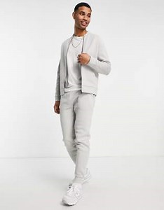 Threadbare full zip sweatshirt & jogger tracksuit set in light grey | ASOS