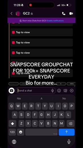 Snapscore groupchat to increase your SNAPSCORE by 100k with joining the groupchat #snapchat #groupchat #snapscore #trending #viral