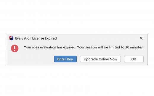 插件解决：Your idea evaluation has expired. Your session will be limited to 30 minute