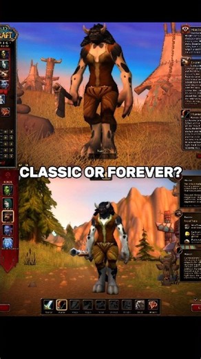 WoW Forever vs WoW Classic: Tauren Female Hunter 👀 #shorts