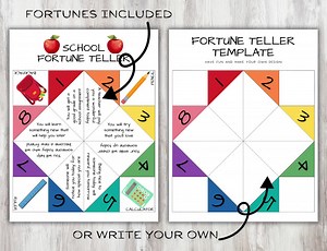 School Themed Fortune Teller and Joke Teller, Printable Cootie Catcher for Kids, Paper Fortune Teller Template, Kids' Origami Craft - Etsy