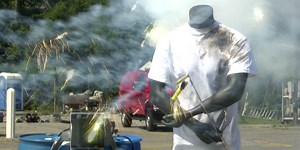 Fire department uses mannequins to demonstrate the danger of fireworks