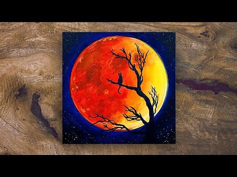 Harvest Moon Lunar Eclipse | Beginner Step-by-Step Acrylic Paint Tutorial | Creatively