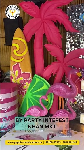 Luau / Hawaiian Theme Birthday Party Decoration | Flamingo & Aloha Setup by Yuppies Celebrations