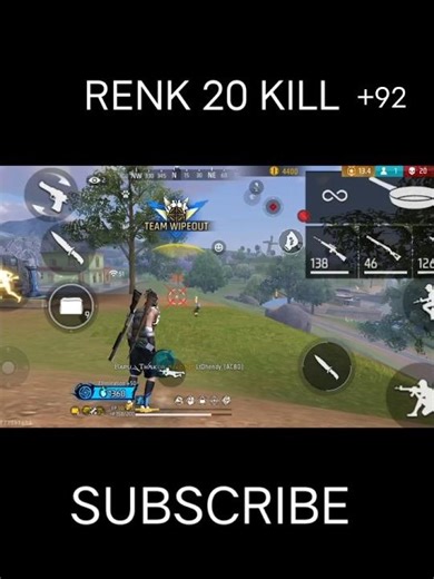 BR RENK 20 KILL RENK +92 😎 #freefireclips #viral #shorts