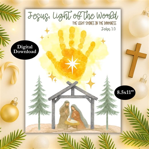 Light of the World Handprint Craft, Christian Baby Jesus Christmas Bible Verse Hand Art, John 8:12 Preschool Nativity Craft Printable - Etsy