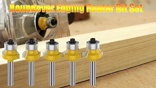 1\/4 Inch Shank Roundover Edging Router Bit Set - 1\/8\" r 5PCS