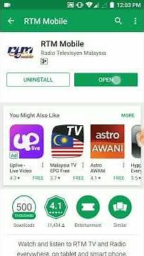 RTM TV1 TV2 Parlimen Mobile App Live tv