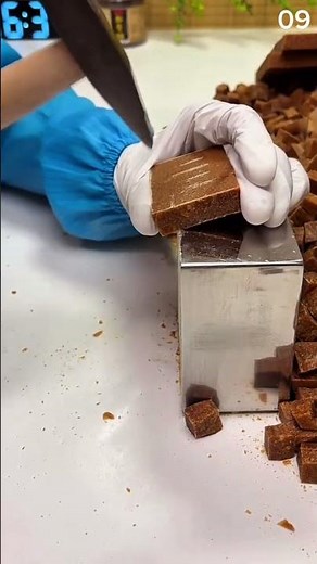 The process of cutting solid sugar into small pieces