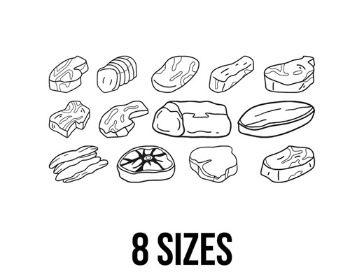Meat Embroidery Design - Meat Outline Embroidery Design - Butcher Embroidery Design - Grill Meats Machine Embroidery Design Files - 8 Sizes - Etsy
