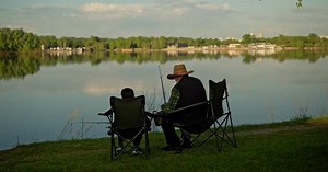 Grandfather and Kid Boy Spending Weekend Together Grandpa Talking with Grandson in Summer Day at the