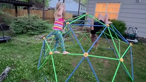 10FT Geometric Dome Climber Playground, Climbing Dome Supporting 800LBS with Rust & UV Resistant, Geo Jungle Gym for Kids 3 to 8 Backyard, Much Easier Assembly, Gift for Kids, Blue+Green