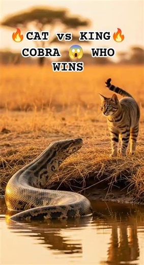 “Cat vs King Cobra 🐍😼 | Real Fight Caught on Camera | Who Will Win?”#trending #wildlife#animals #cat