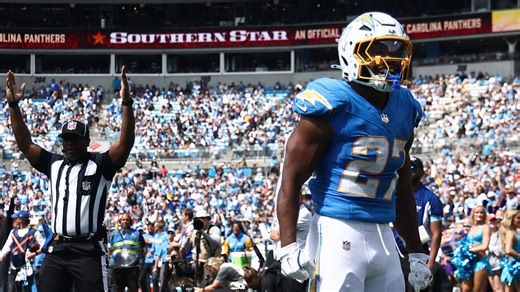 Chargers running all over Panthers, lead 20-0 at halftime