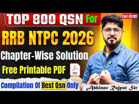 Top 800 Questions For NTPC 2026 Graduate Level | Most Important Questions For Railway Exam | Part-02