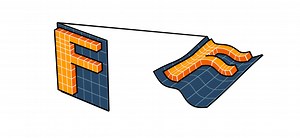 Bends objects onto 4 cornered quad surfaces with Flowify for Blender [$]