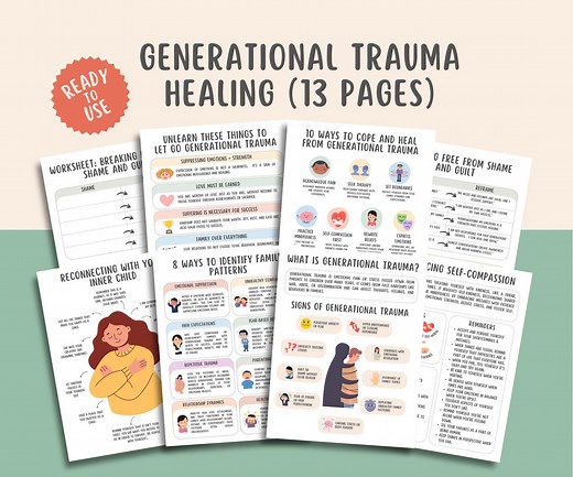 13 Generational Trauma Healing Worksheets, Inner Child Healing, Trauma Responses, Somatic Coping Skills, PTSD, Crisis Therapy, Panic Attacks - Etsy