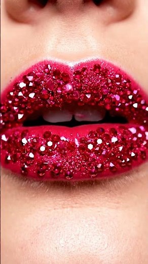 Scarlet Ruby Lipstick ASMR ❤️💄 | Lips Transform Into Shimmering Ruby Rings with Crackle