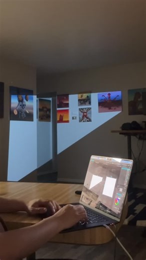 jamie chihuan on Instagram: "Painting with light. Made with Madmapper and After effects. This was a fun way to interact with my paintings. #projectionmapping"