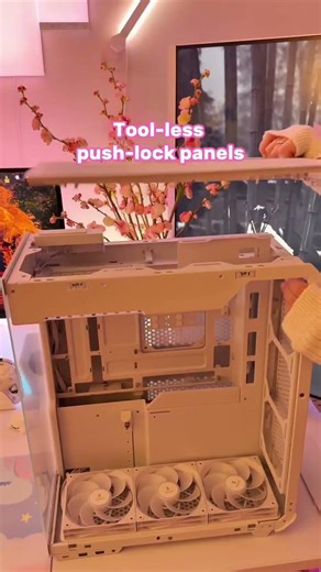 Xhuttle: Elite right-side view & tool-less panels. ✨Credit:enchanted._.luna #ssupd #desksetup