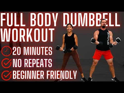 20 Minute Full Body Dumbbell Workout - No Repeats - Great for Beginners & Seniors