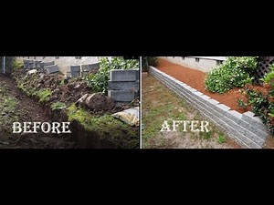 Retaining Wall - DIY Landscape Wall for Garden Bed Using Concrete Locking Blocks