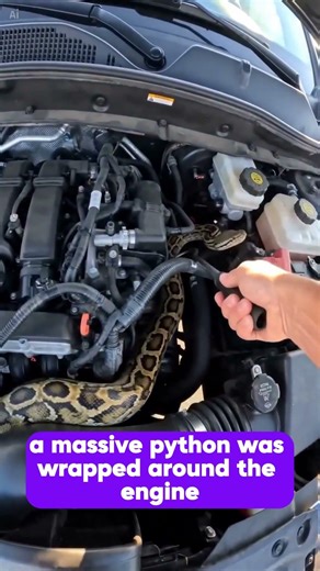 😱🐍HUGE PYTHON IN CAR ENGINE! 😱🐍#shorts #python #snake #pov #wildliferescue #scary #viral