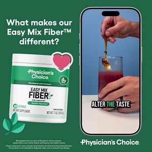 Physician's CHOICE Easy Mix Fiber for GLP-1 Support - No Grit & Sugar Free - Daily Prebiotic Soluble Fiber Powder Supplement - Digestive Health & Regularity - for Women and Men - Unflavored - 7.1oz
