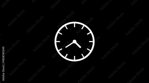 Abstract spinning clock icon animation for time management, deadline and business productivity concept