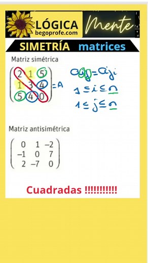 Matriz simétrica y antisimétrica #begoprofe #begorporfe.com # #maths #educacionmatematica #algebra