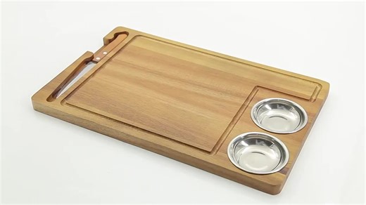 Acacia Wood Steak Cutting Board Plate Dish Bamboo Chopping Block with Juice Groove Custom Shape,rectangle Natural Premium