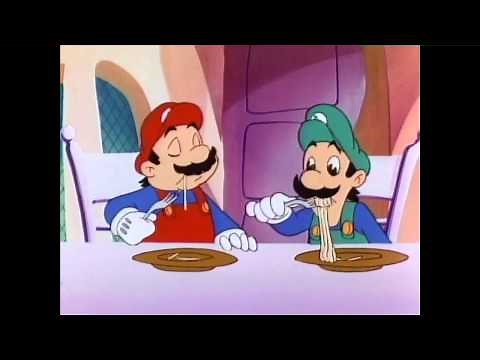 Mario And Luigi Eating A Plate Of Spaghetti