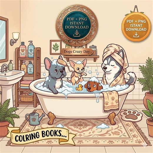 Canine Coloring Pages Bundle | 8 Detailed Dog Scenes in HD PNG & PDF for Kids and Adults, Printable Dog Coloring Sheets, Animal Art Therapy - Etsy