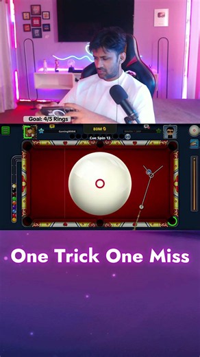 ONE Trick ONE MISS 🔥 #8ballpool #trickshot #8ballpooltrickshot #8ballpool #gamingwithk