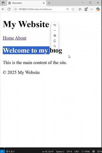 عنصر main في لغة html