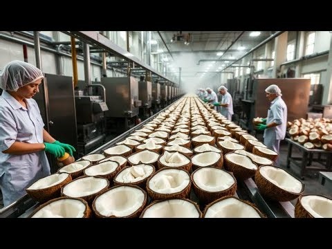 Inside the Factory: How Coconuts Are Turned into Delicious Coconut Milk (Full Process Factory 4k)