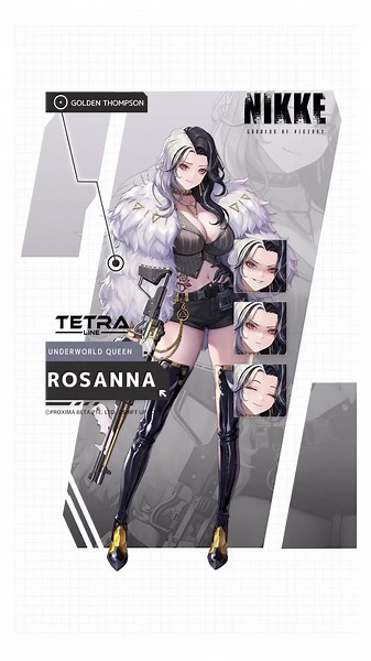 【NIKKE PROFILE - Rosanna】 ✅: Manufacturer: TETRA LINE ✅: Affiliation: Underworld Queen ✅: Weapon: MG: Golden Thompson Leader of Hedonia, a sizable criminal gang. Loves messing around and fiddling with life and death. Everyone is always anxious around her. #NIKKE #Rosanna