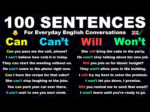 Can / Can’t / Will / Won’t - 100 Sentences For Everyday English Conversations