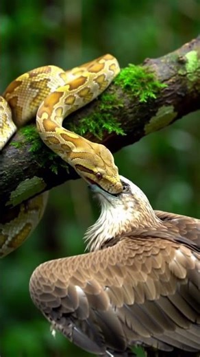 Golden Python’s Silent Strike | Ultra-Realistic Eagle Encounter in 8K #lowangleshot #gimball