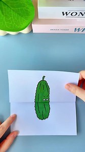 19K views · 97 reactions | Title: Cucumber Fold Surprise Drawing Hashtags: #FoldSurprise #CucumberArt #KidsDrawing #FunWithPaper #SurpriseDrawing #CraftForKids #DIYArt #CreativeDrawing #PaperFolding #ArtFun | paper craft ideas | Facebook