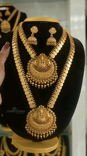 Queen Galaxy Collections TM on Instagram: "Rs. 1350/- Combo Rate.🥰Onam Collection 🥰 Antique Matte Finish Lakshmi Necklace and Long Chain With Jimikki. Free shipping in India -order@ DM/whatsapp - +91 7012238981 order@https://www.queengalaxycollections.com/ Search Code: #onamcollection #antiquejewellery #chettinad #necklace"
