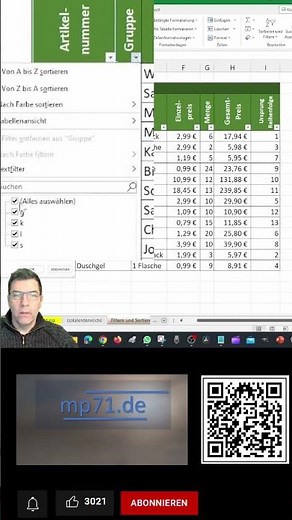 Excel Schnelle Tabelle: Filtern & Sortieren Teil 3 - Filter setzen