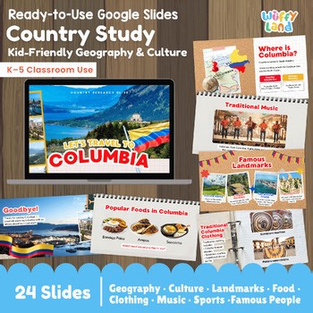 Colombia Country Study Research Slides - South American Geography & Culture - K-