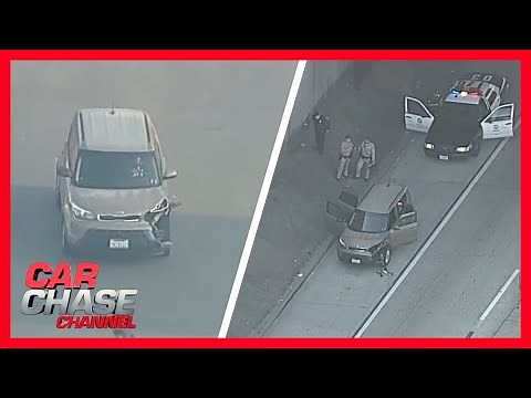Full Car Chase: Driver drives dangerously through LA, backs into police | Car Chase Channel
